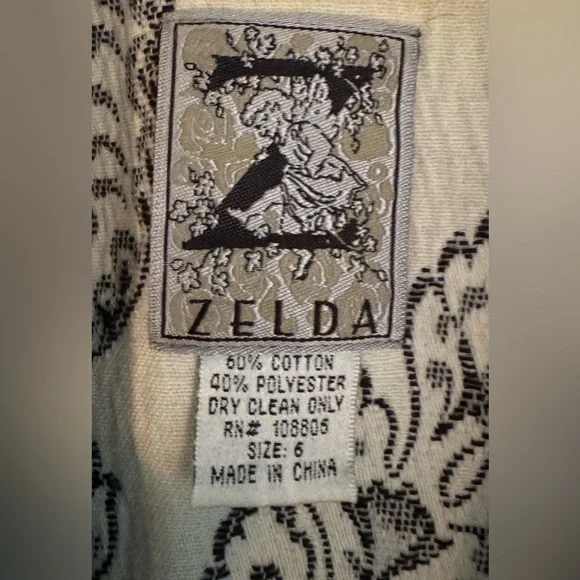 [Zelda] Vintage Black and White Floral Print Lined Blazer Sz: 6 - Picture 6 of 12